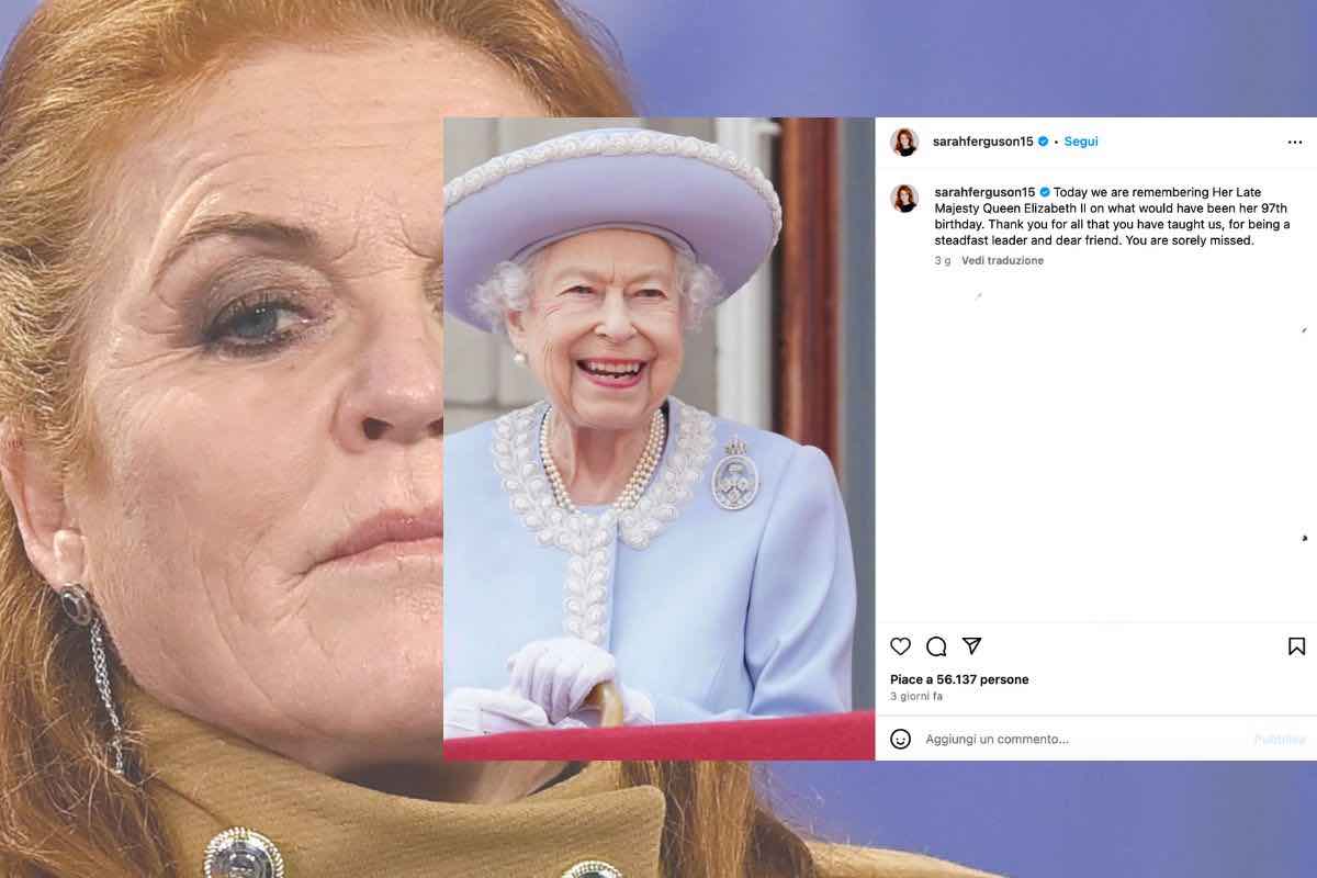 Sarah Ferguson e il post social per la Regina Elisabetta II